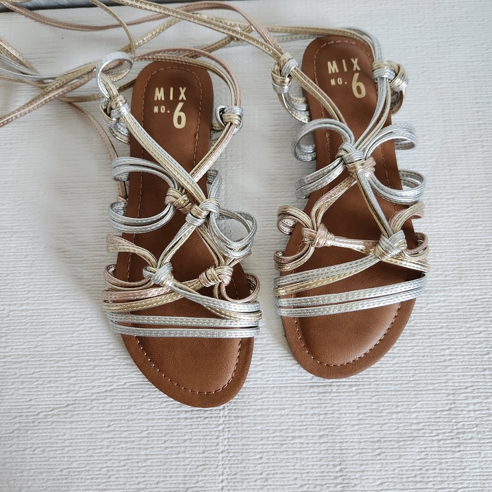 Mix No.6 Vayma Strappy Metallic Tri Color Sandals